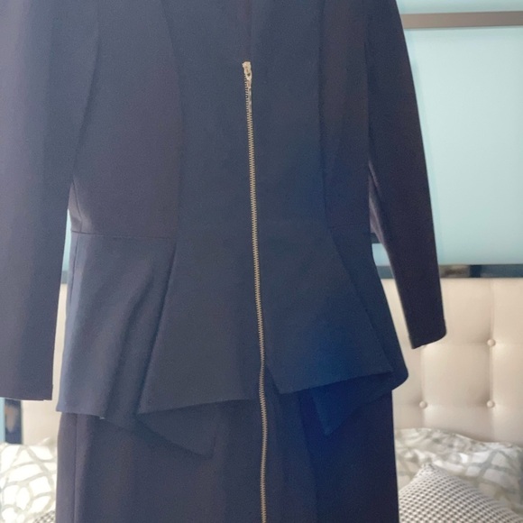 TED BAKER Black 'Jamtye' Structured Black Full 2-way Zip Dress SZ 3 = US 8 - Picture 5 of 13